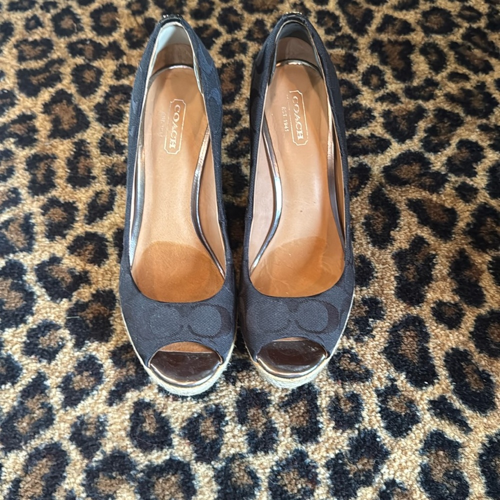 Coach black wedge shoes 7B